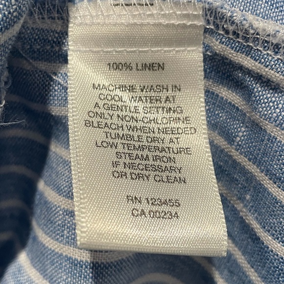 Lord & Taylor linen striped button front shirt blouse size petite extra small - Picture 11 of 11